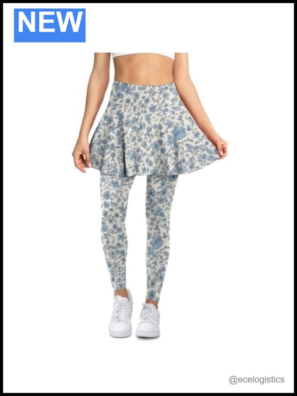 Frestree Skirted Leggings Polyester High Waisted Yoga Tennis Skirt Leggings
